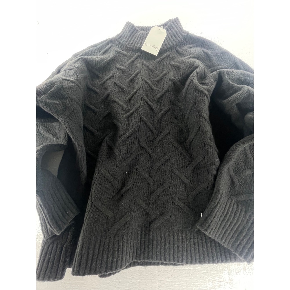 Wonderly Mock Neck Sweater True Black Oct Holiday Knit Pullover‎ XL NWT
